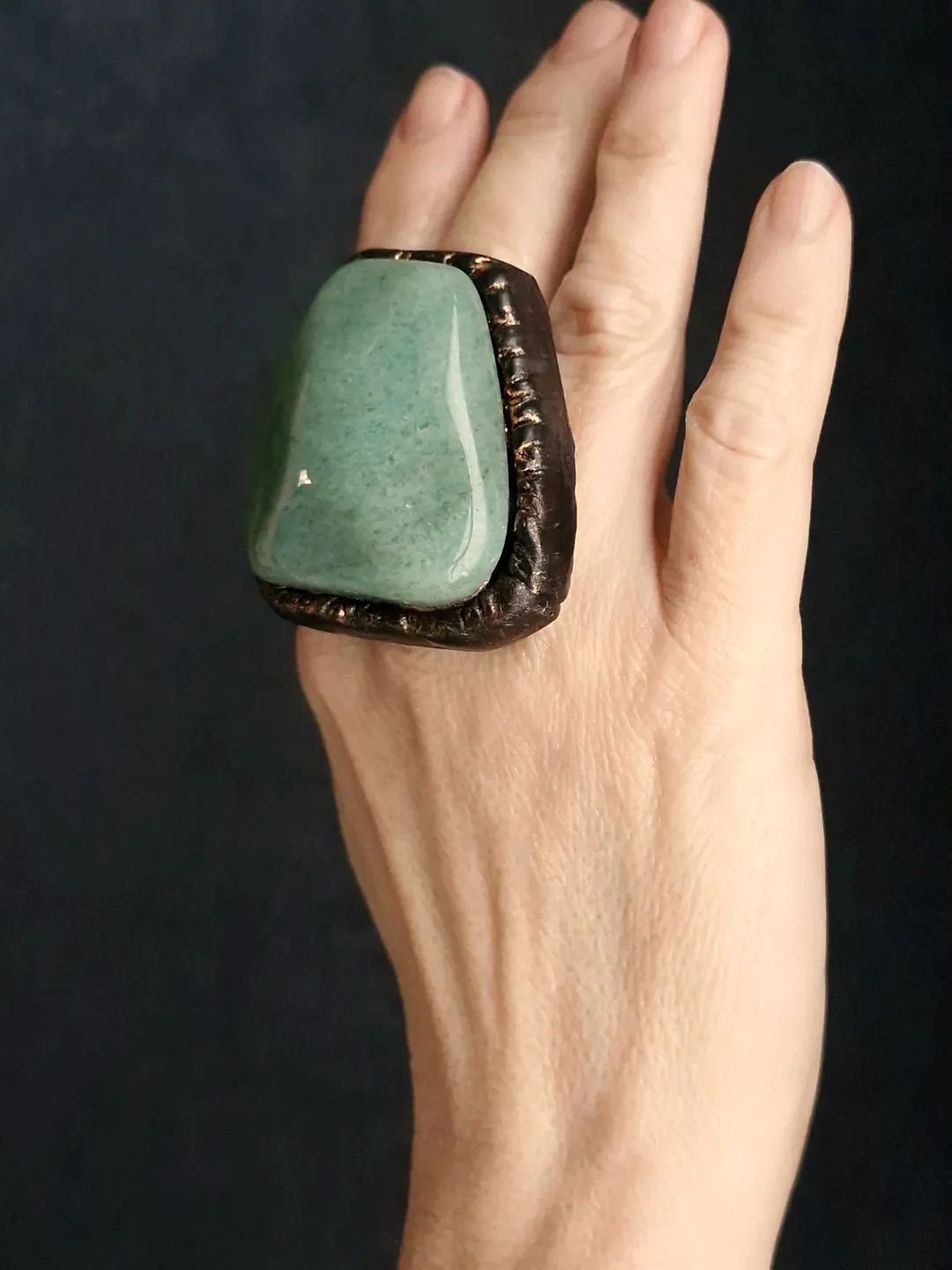Green Aventurine Stone Ring - Size 8 - Image 4