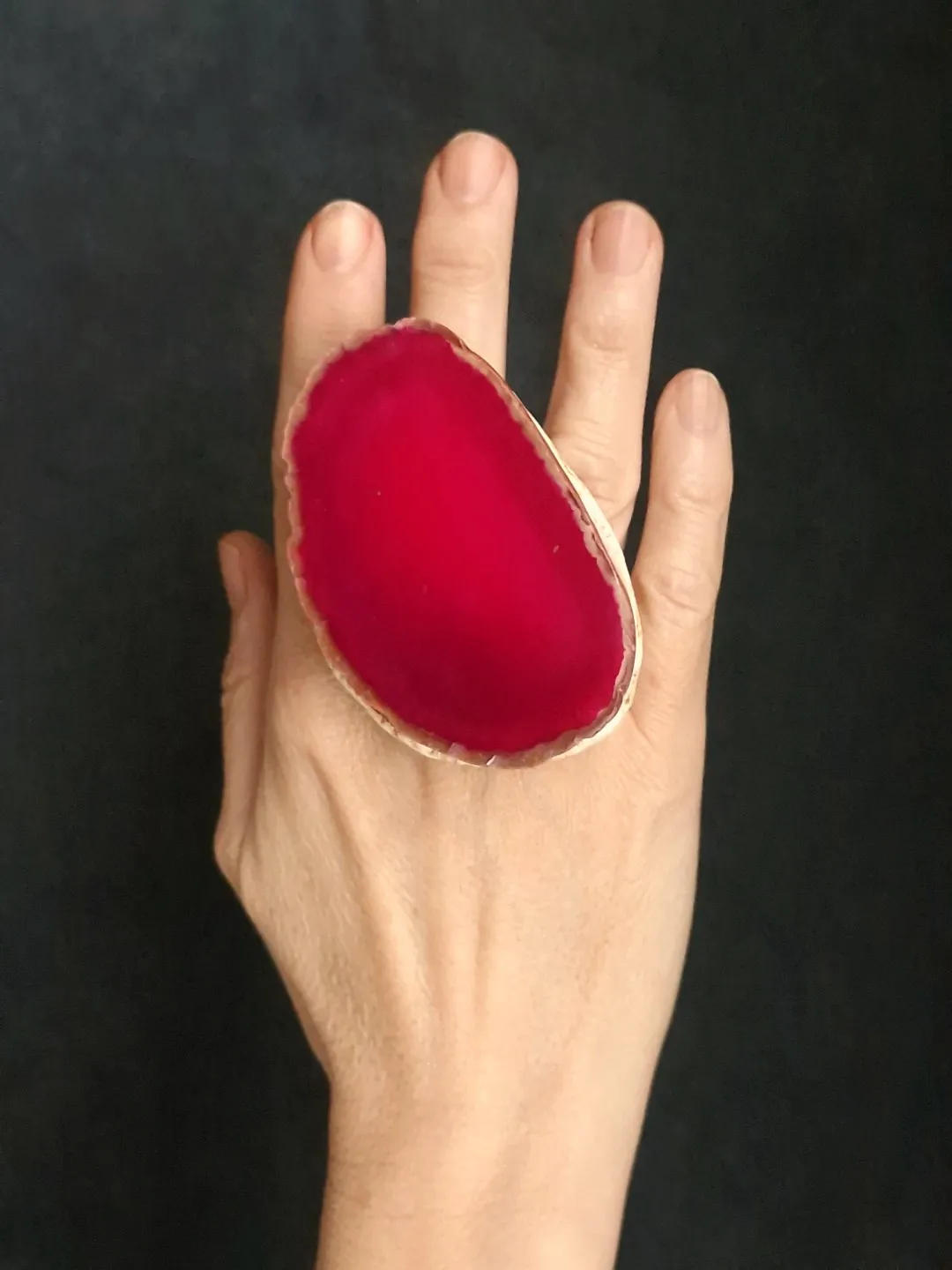 Pink Sliced Agate Ring - Size 8.5 - Image 2