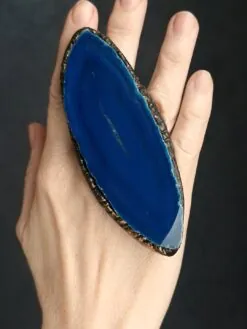 Blue Sliced Agate Ring - Size 8.5