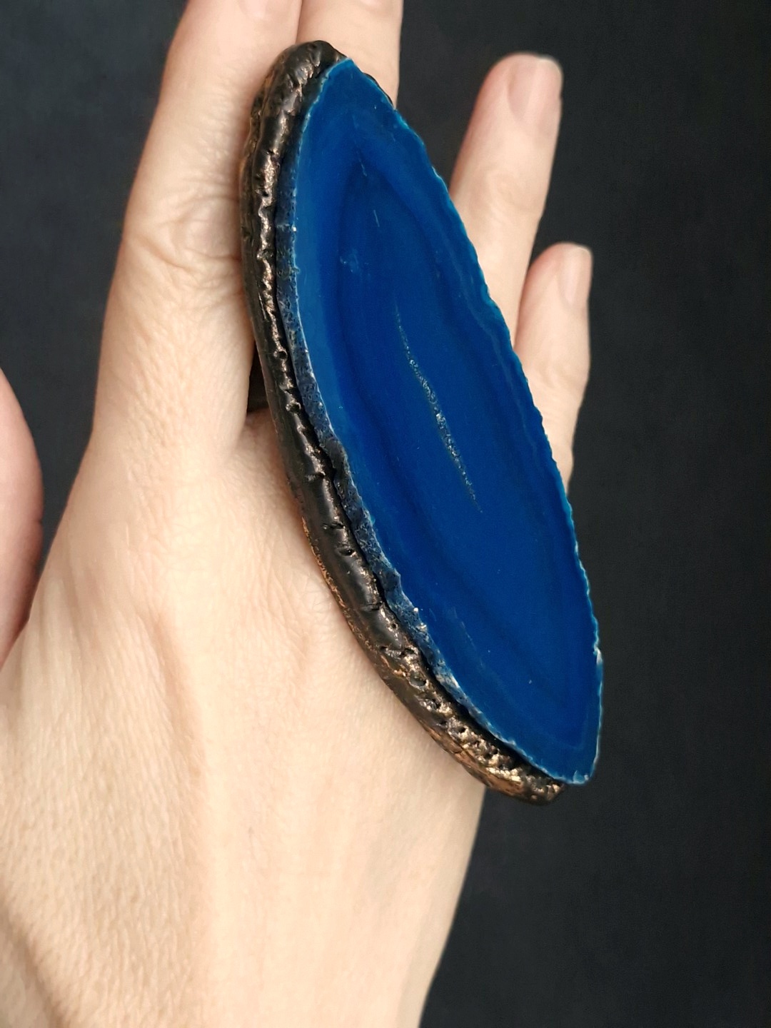 Blue Sliced Agate Ring - Size 8.5 - Image 3