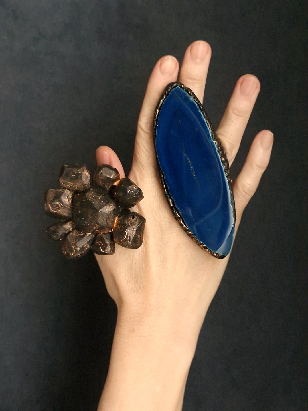 Blue Sliced Agate Ring - Size 8.5 - Image 4
