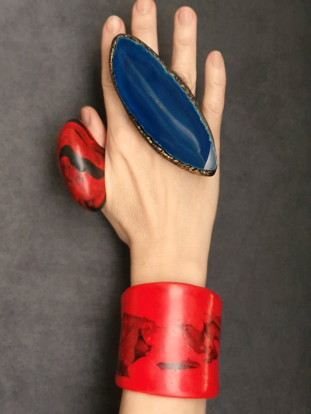 Blue Sliced Agate Ring - Size 8.5 - Image 5