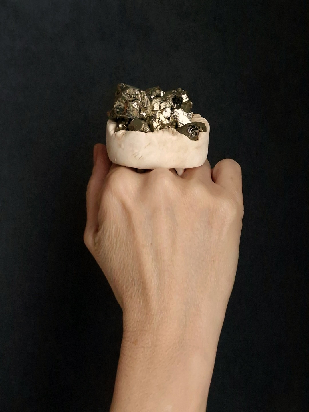 Pyrite Stone Ring - Size 8 - Image 3