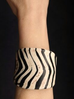 Vegan Ivory & Black Flat Cuff - Size M