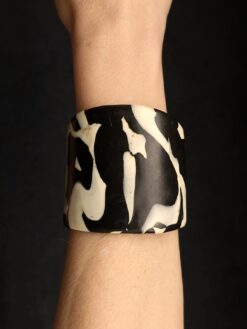 Black & Vegan Ivory Flat Cuff - Size S