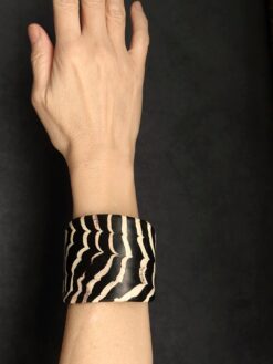 Alternative view of Black & Vegan Ivory Flat Cuff - Size S - M