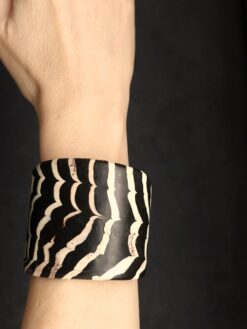 Black & Vegan Ivory Flat Cuff - Size S - M