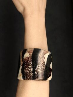 Vegan Ivory & Black Flat Cuff - Size M - L