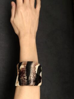 Alternative view of Vegan Ivory & Black Flat Cuff - Size M - L