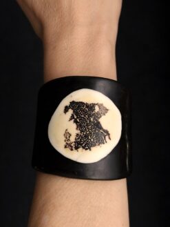 Black & Vegan Ivory Flat Cuff - Size S - M