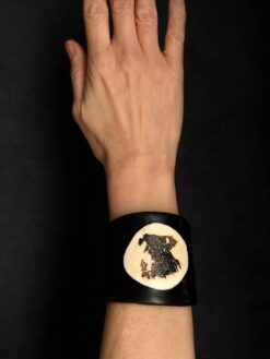 Alternative view of Black & Vegan Ivory Flat Cuff - Size S - M