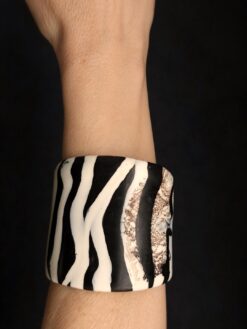 Vegan Ivory & Black Flat Cuff - Size M