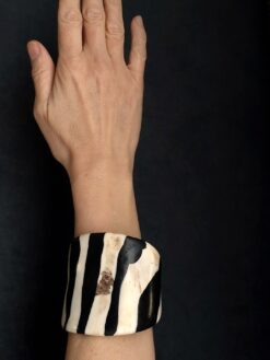 Alternative view of Vegan Ivory & Black Cuff - Size M - L