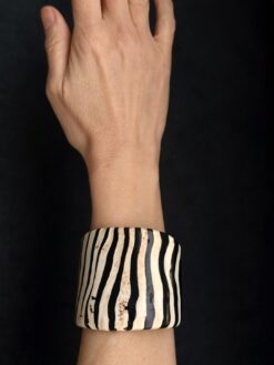 Alternative view of Black & Vegan Ivory Flat Cuff - Size S - M