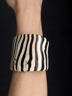Black & Vegan Ivory Flat Cuff - Size S - M