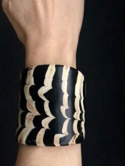 Black & Vegan Ivory Flat Cuff - Size S