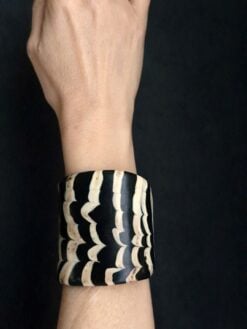 Alternative view of Black & Vegan Ivory Flat Cuff - Size S