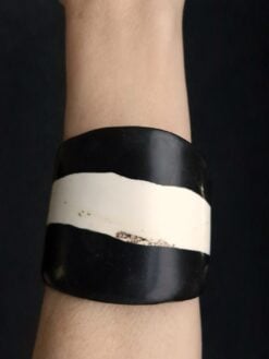 Black & Vegan Ivory Flat Cuff - Size M
