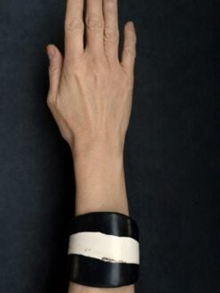 Alternative view of Black & Vegan Ivory Flat Cuff - Size M