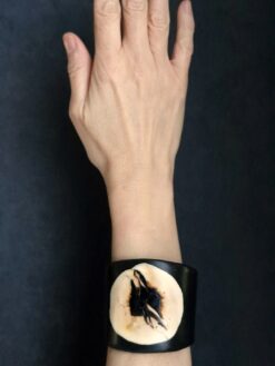 Alternative view of Vegan Ivory & Black Flat Cuff - Size S - M