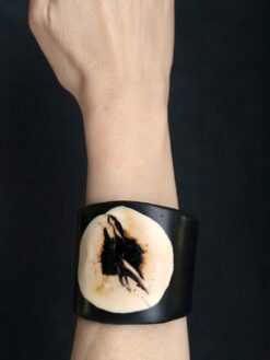 Vegan Ivory & Black Flat Cuff - Size S - M