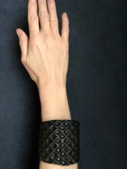 Alternative view of Black with Gold Sheen Baroque Cuff - Size L