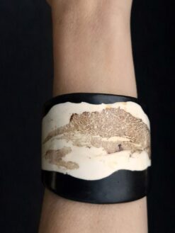Vegan Ivory & Black Flat Cuff - Size M - L