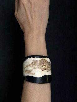 Alternative view of Vegan Ivory & Black Flat Cuff - Size M - L