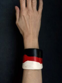 Alternative view of Vegan Ivory, Red & Black Flat Cuff - Size M