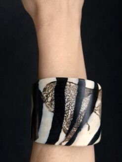Vegan Ivory & Black Flat Cuff - Size L