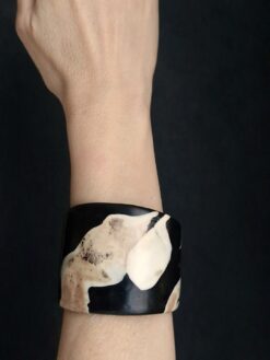 Vegan Ivory & Black Flat Cuff - Size M