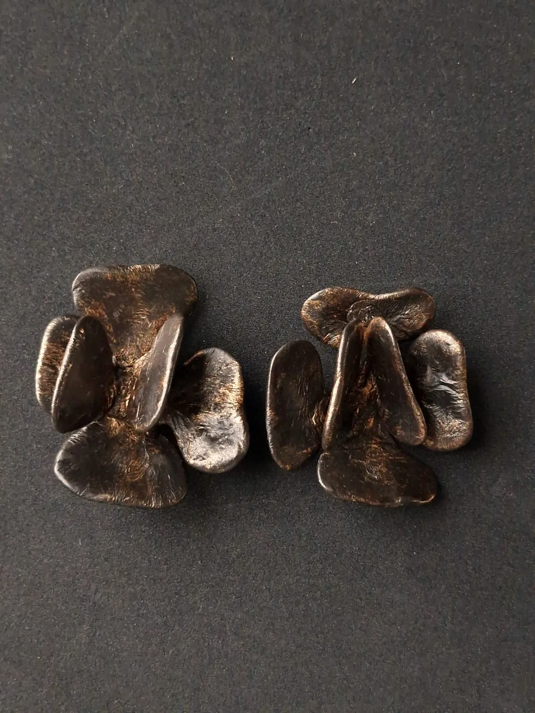 Black with Gold Sheen Pierced Earrings - Image 2