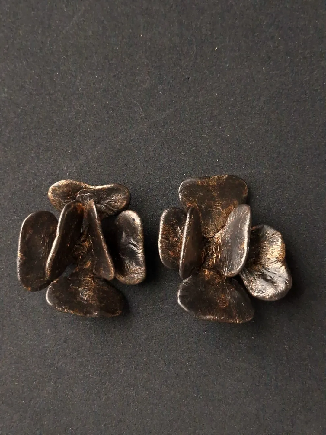 Black with Gold Sheen Pierced Earrings - Image 4