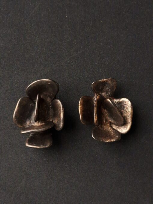 Black with Gold Sheen Pierced Earrings - Image 4
