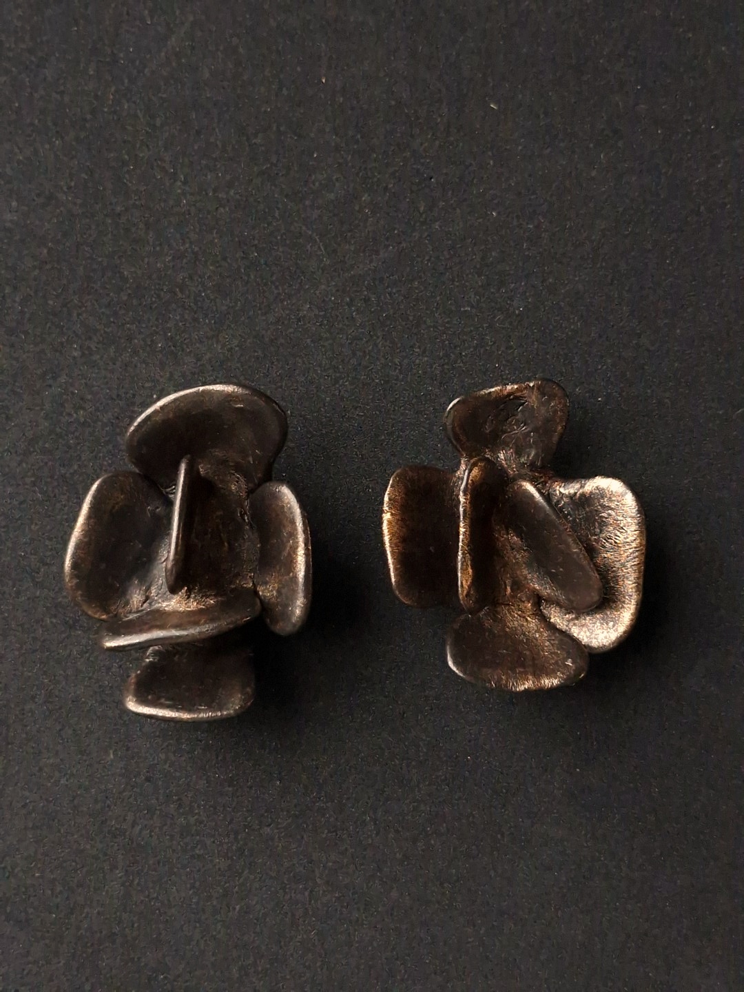 Black with Gold Sheen Pierced Earrings - Image 4
