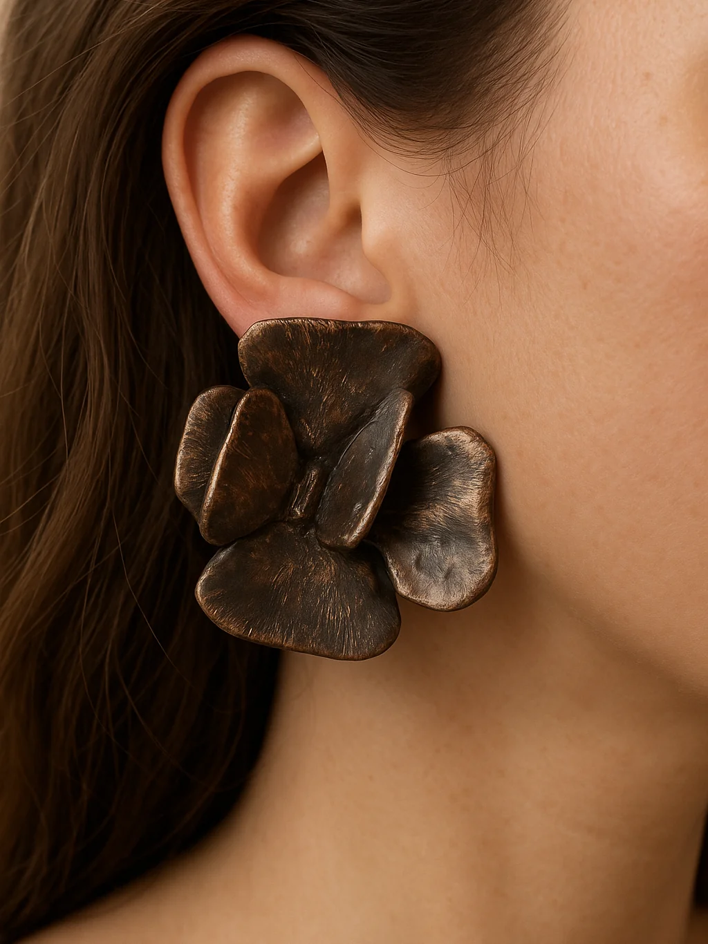 Black with Gold Sheen Pierced Earrings