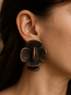Black with Gold Sheen Pierced Earrings