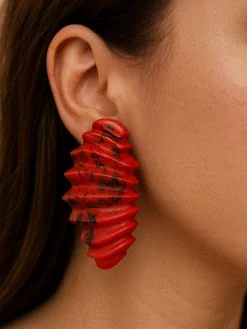 Red & Black Pierced Earrings