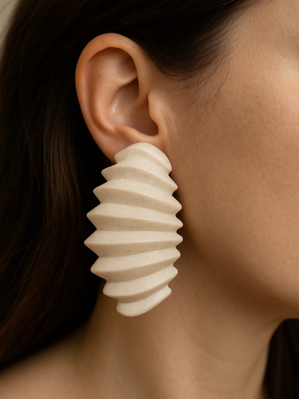 Vegan Ivory Pierced Earrings