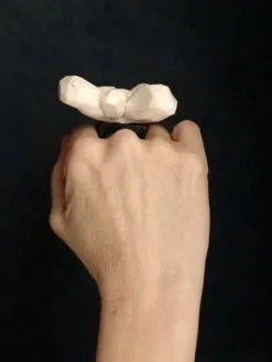 Alternative view of Vegan Ivory & Black Flower Ring - Size 8.5