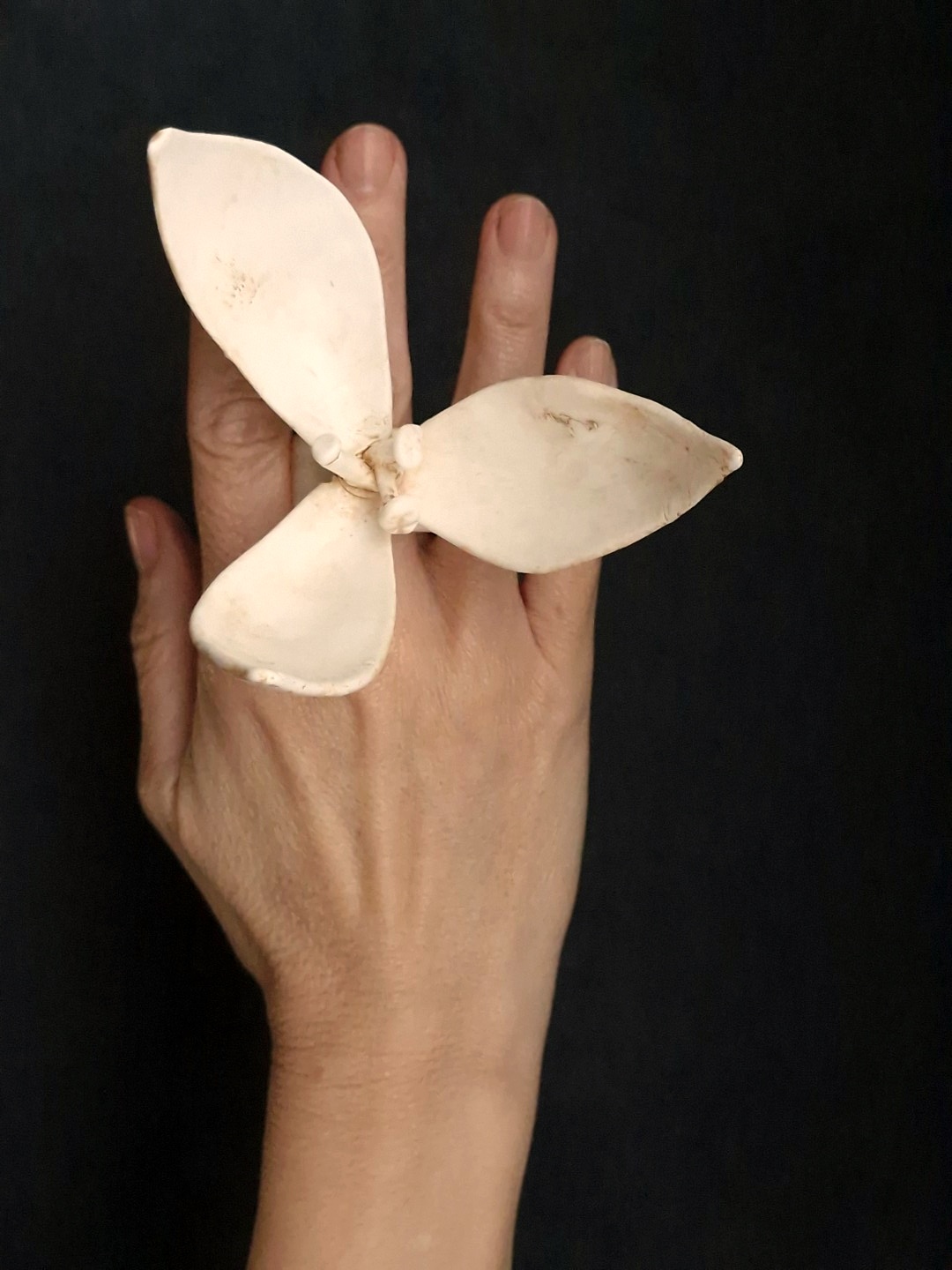 Vegan Ivory Flower Ring - Size 8.5 - Image 2