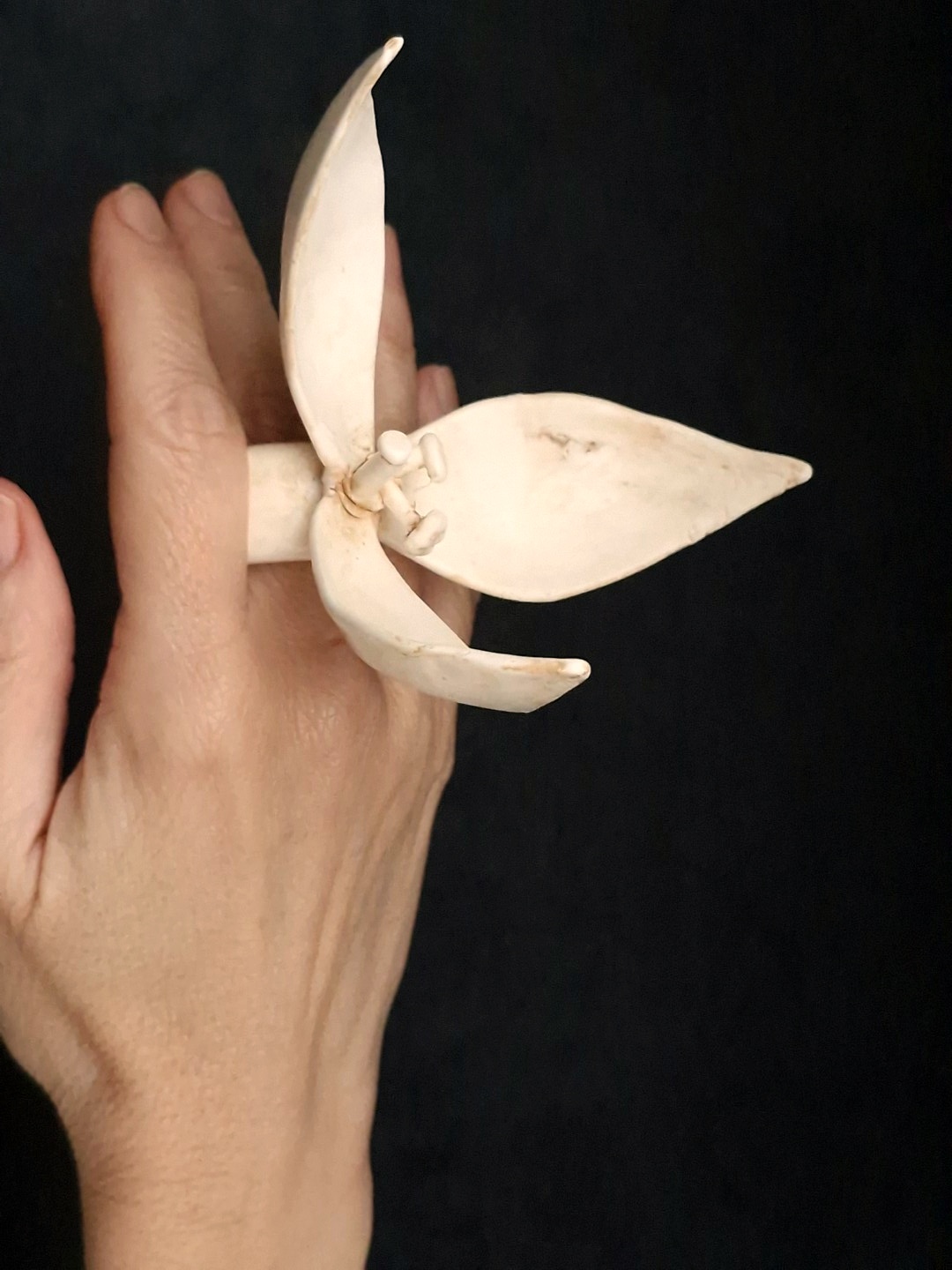 Vegan Ivory Flower Ring - Size 8.5 - Image 3