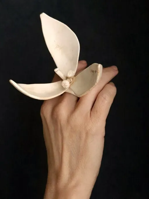 Vegan Ivory Flower Ring - Size 8.5