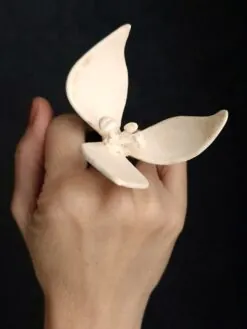 Vegan Ivory Flower Ring - Size 6