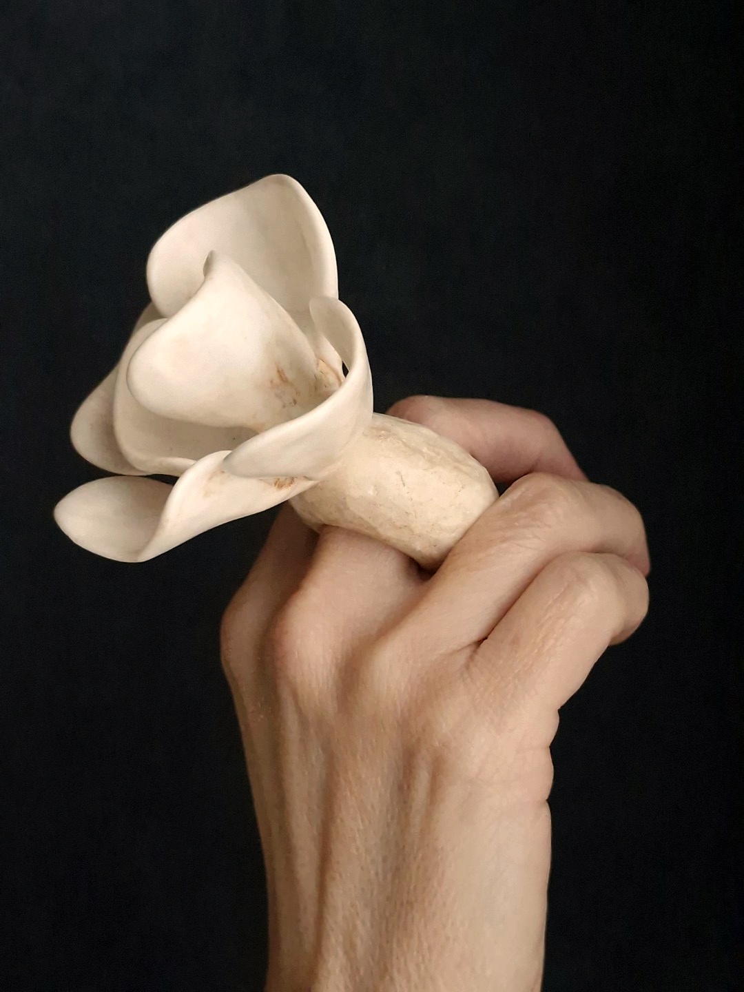 Vegan Ivory Flower Ring - Size 6 - Image 3