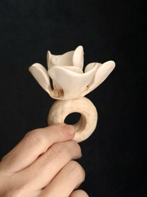 Vegan Ivory Flower Ring - Size 6 - Image 4