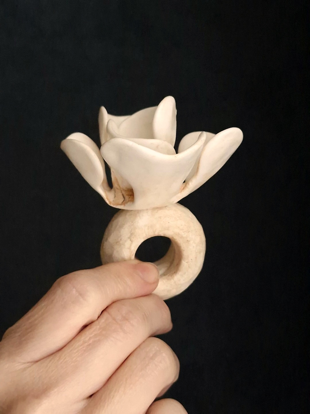 Vegan Ivory Flower Ring - Size 6 - Image 4