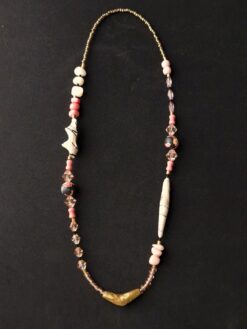 Pink & White Necklace with Nickel-Free Gold Plated Bead