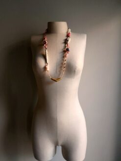 Alternative view of Pink & White Necklace with Nickel-Free Gold Plated Bead
