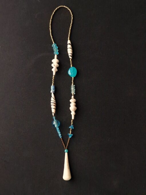 Blue & White Necklace with Pendant - Image 4